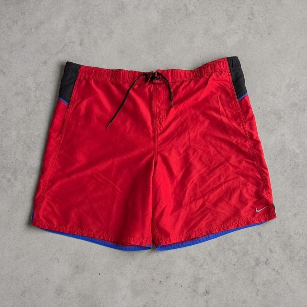 Vintage Nike Swim Shorts Red Blue Y2K Mens XL Swoosh Athletic